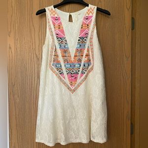 Aztec Print Lace Dress